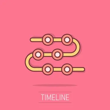 Timeline icon in comic style. Progress cartoon vector illustration on isola.. Ilustración de archivo