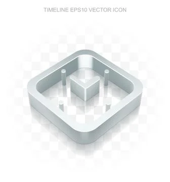 Timeline icon: Flat metallic 3d Watch, transparent shadow, EPS 10 vector Stock Illustration