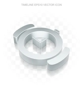 Timeline icon: Flat metallic 3d Watch, transparent shadow, EPS 10 vector Stock Illustration