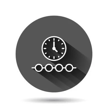 Timeline icon in flat style. Progress vector illustration on black round back Illustrazione stock