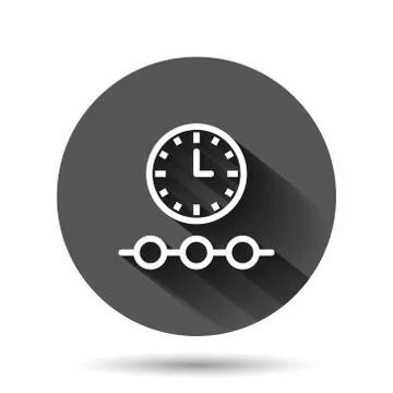 Timeline icon in flat style. Progress vector illustration on black round back Stock Illustration