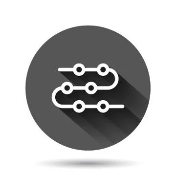 Timeline icon in flat style. Progress vector illustration on black round back Illustrazione stock