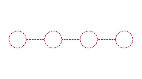 Timeline infographic animated four red circle step sequence linearly connecting  Stock Footage 342086130