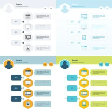 Timeline Infographic Design set 스톡 일러스트