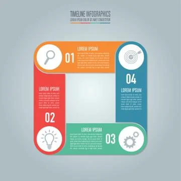 Timeline infographic design vector and marketing icons for presentation. Stock Illustration