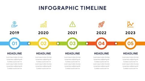 Timeline Infographic Elements with five Steps and Diagram Stock Illustration