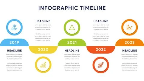Timeline Infographic Elements with five Steps and Diagram Stock Illustration