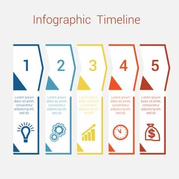 Timeline Infographic for five position Illustrazione stock