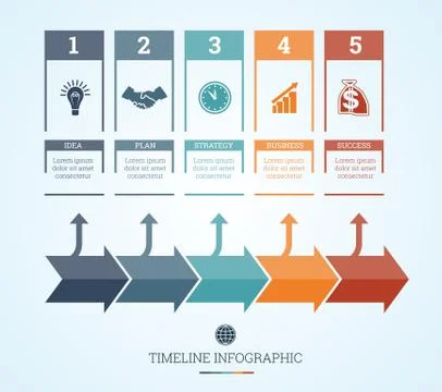 Timeline Infographic for five positions Stock Illustration