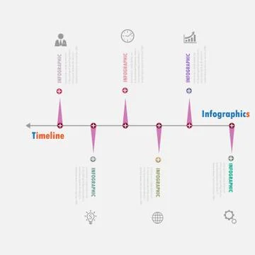 Timeline Infographic. With set of Icons. Vector design template. Illustrazione stock