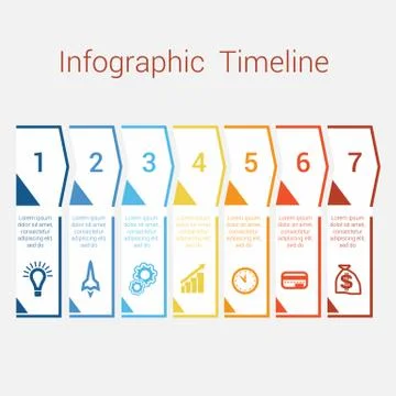 Timeline Infographic for seven position Stock Illustration
