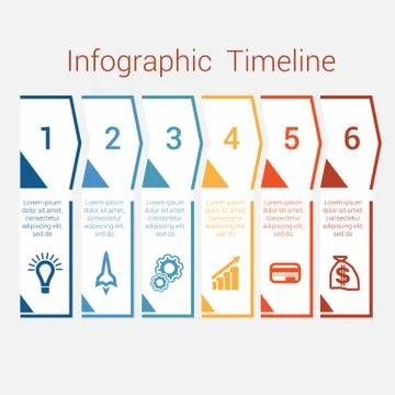 Timeline Infographic for six position Stock Illustration