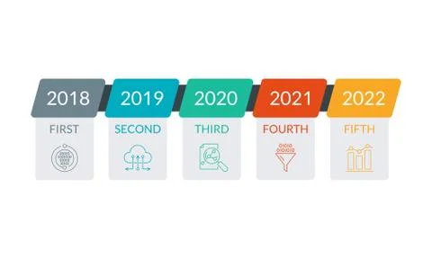 Timeline infographic template with 5 steps, levels or optios. Business design. Stock Illustration