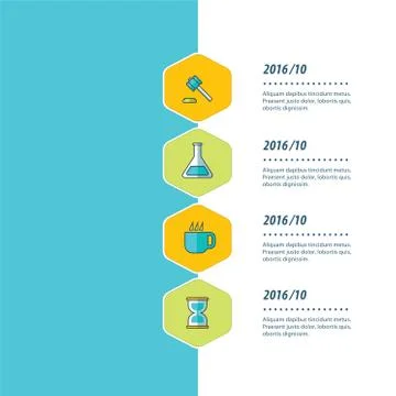 Timeline, infographic template design bule, yellow and green color Stock Illustration