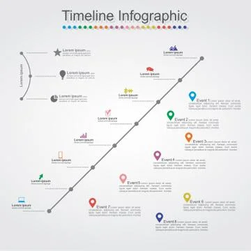 Timeline Infographic template with icons. Vector Illustrazione stock