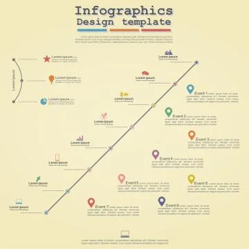 Timeline Infographic template with icons. Vector Stock Illustration