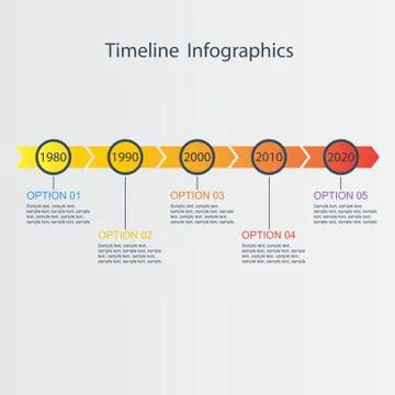 Timeline Infographic template with text. Stock Illustration