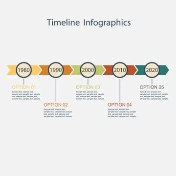 Timeline Infographic template with text. Vector illustration. Illustrazione stock