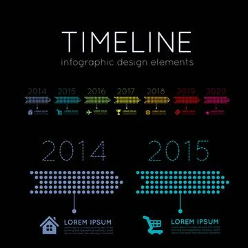 Timeline infographic Timeline element vector infographic on black backgrou... Stock Photos