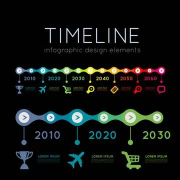 Timeline infographic Timeline element vector infographic on black backgrou... Stock Photos