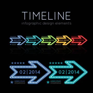 Timeline infographic Timeline element vector infographic on black backgrou... 写真素材