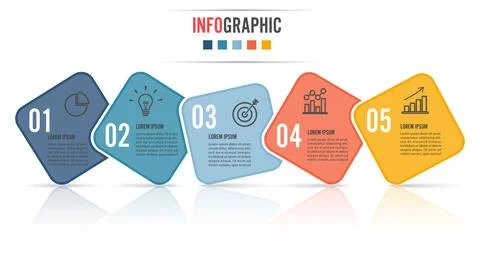 Timeline infographics design template with 5 options, process diagram, vect.. Stock Illustration