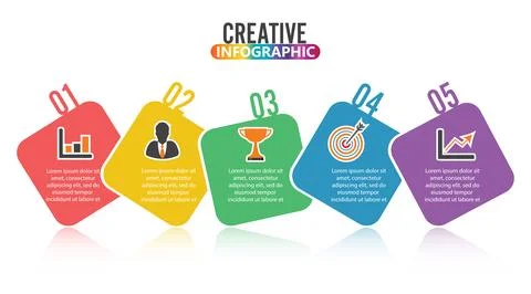 Timeline infographics design template with 5 options, process diagram, vect.. Stock Illustration