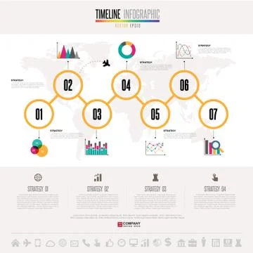 Timeline Infographics Design Template Illustrazione stock