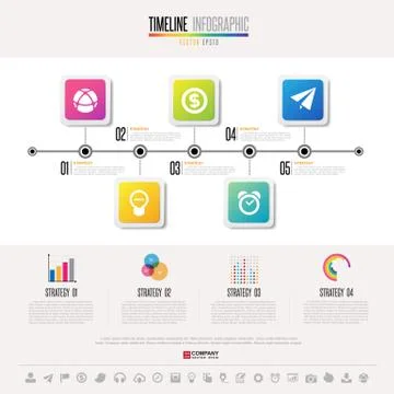 Timeline Infographics Design Template Illustrazione stock