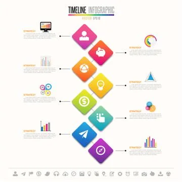Timeline Infographics Design Template Illustrazione stock