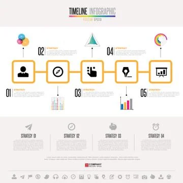 Timeline Infographics Design Template Illustrazione stock