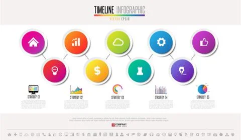 Timeline Infographics Design Template Illustrazione stock