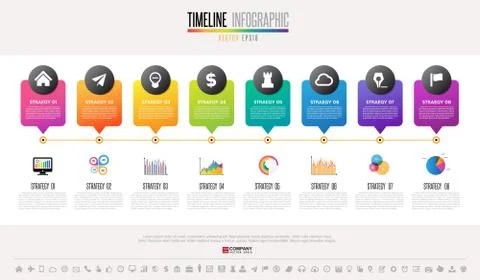 Timeline Infographics Design Template Illustrazione stock