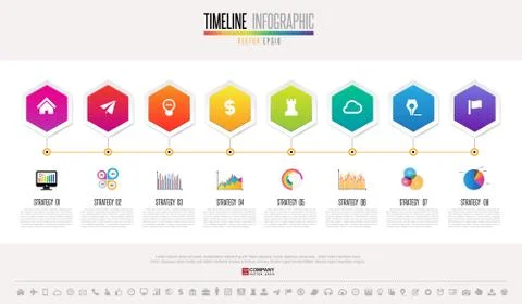 Timeline Infographics Design Template Illustrazione stock