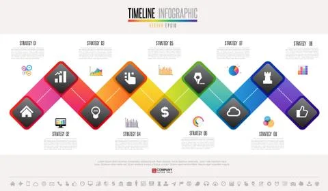 Timeline Infographics Design Template Illustrazione stock