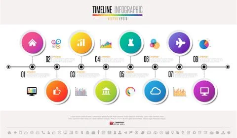 Timeline Infographics Design Template Illustrazione stock