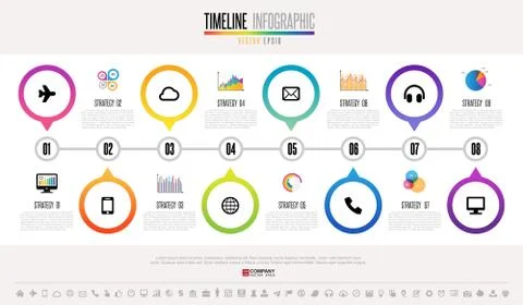 Timeline Infographics Design Template Stock Illustration