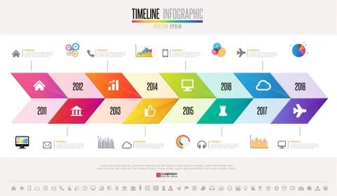Timeline Infographics Design Template Illustrazione stock