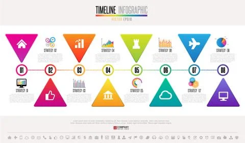 Timeline Infographics Design Template Illustrazione stock