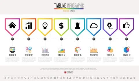 Timeline Infographics Design Template 스톡 일러스트