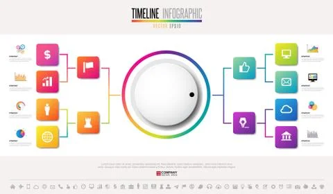 Timeline Infographics Design Template Illustrazione stock