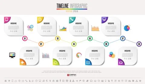 Timeline Infographics Design Template Illustrazione stock