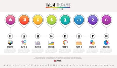 Timeline Infographics Design Template Illustrazione stock