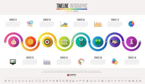 Timeline Infographics Design Template 스톡 일러스트