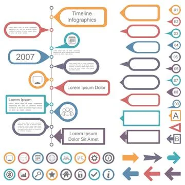 Timeline Infographics Elements Collection イラスト素材