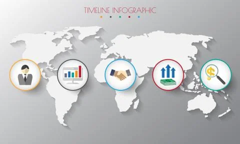 Timeline infographics with icons set. Stock Illustration