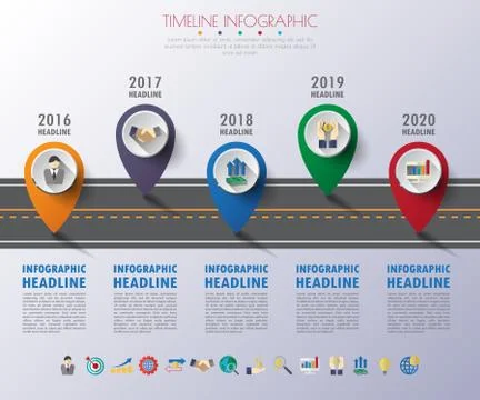 Timeline infographics with icons set. vector. illustration. Stock Illustration