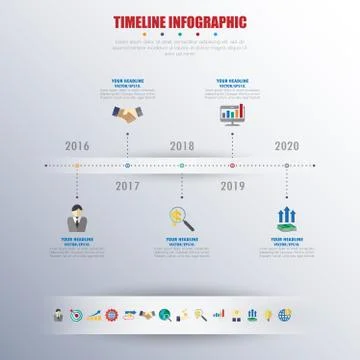 Timeline infographics with icons set. vector. illustration. Stock Illustration