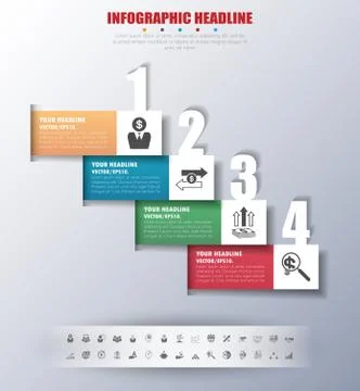 Timeline infographics with icons set. vector. illustration. Stock Illustration