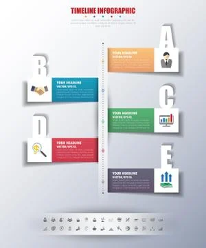 Timeline infographics with icons set. vector. illustration. Stock Illustration